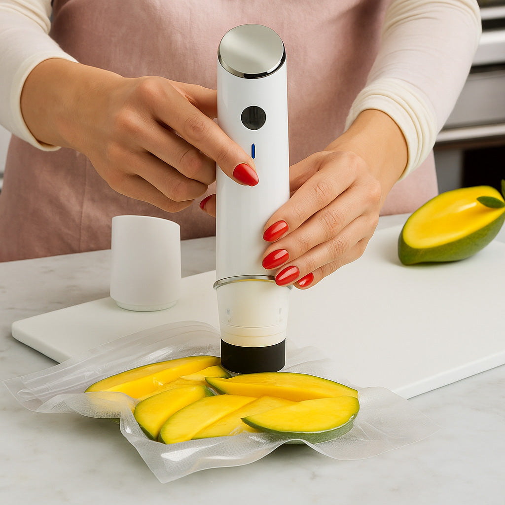 Press once to begin—it shuts off automatically when sealing’s complete.